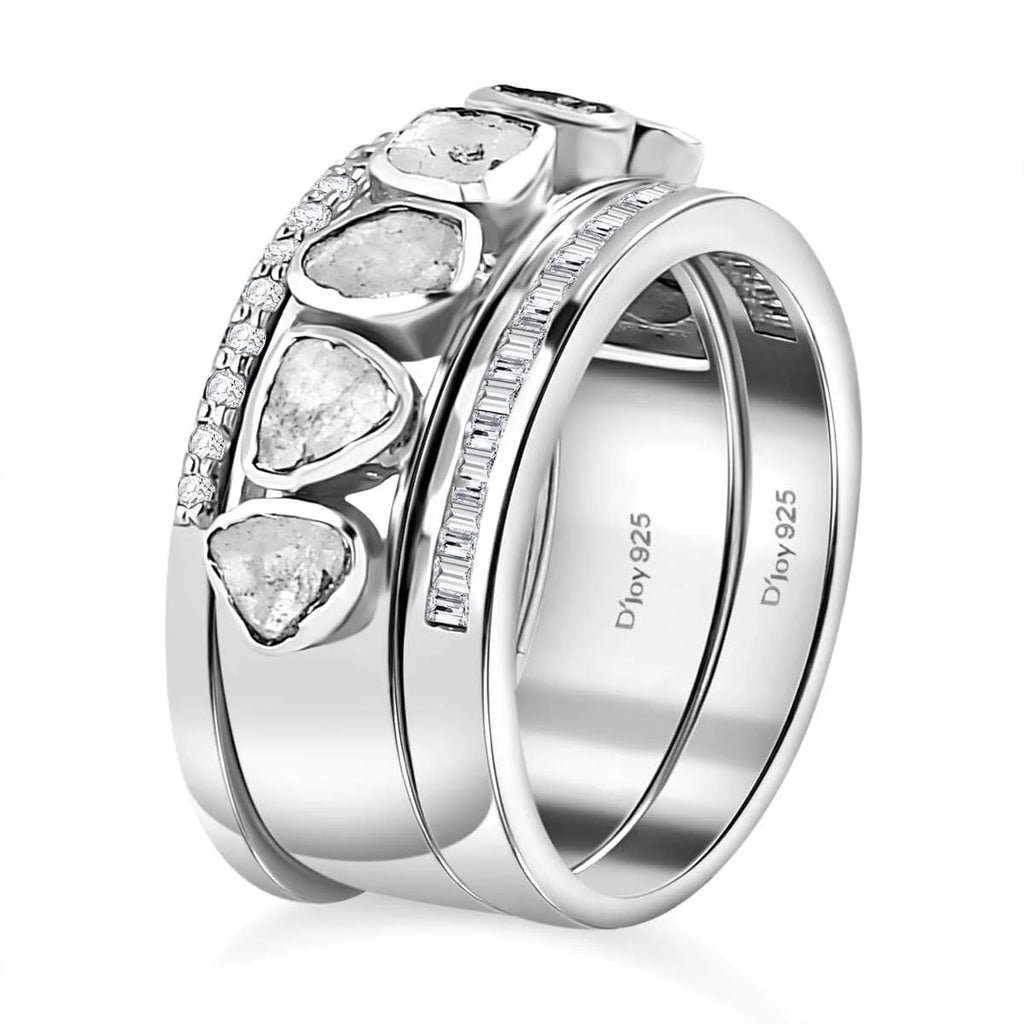 0.8 Ct Diamond Ring 925 Silver Platinum Plated Polki Jewelry Size 10 Q5238