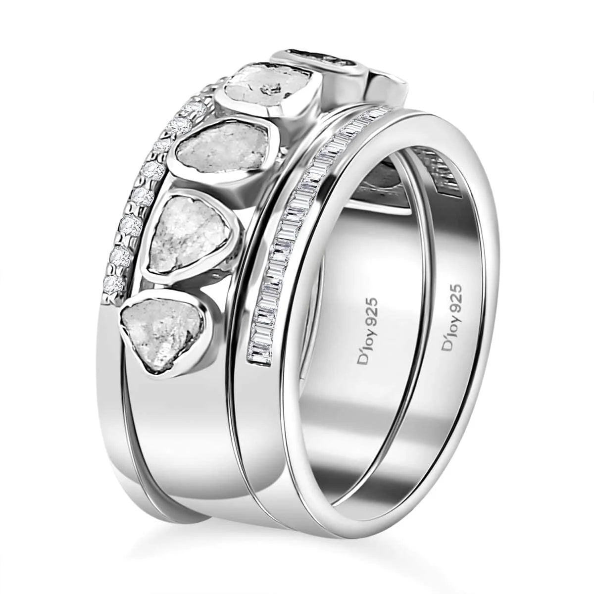 0.8 Ct Diamond Ring 925 Silver Platinum Plated Polki Jewelry Size 10 Q5238