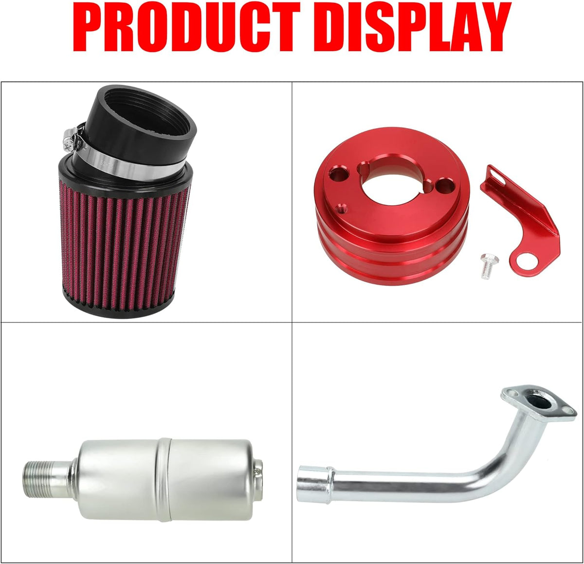 Upgrade Carburetor Air Filter Adapter Exhaust Pipe Muffler Jet Stage 2 Kit for Non-Hemi Predator 212cc 196cc 6.5Hp Mini Bike Go Kart Performance Parts T606374
