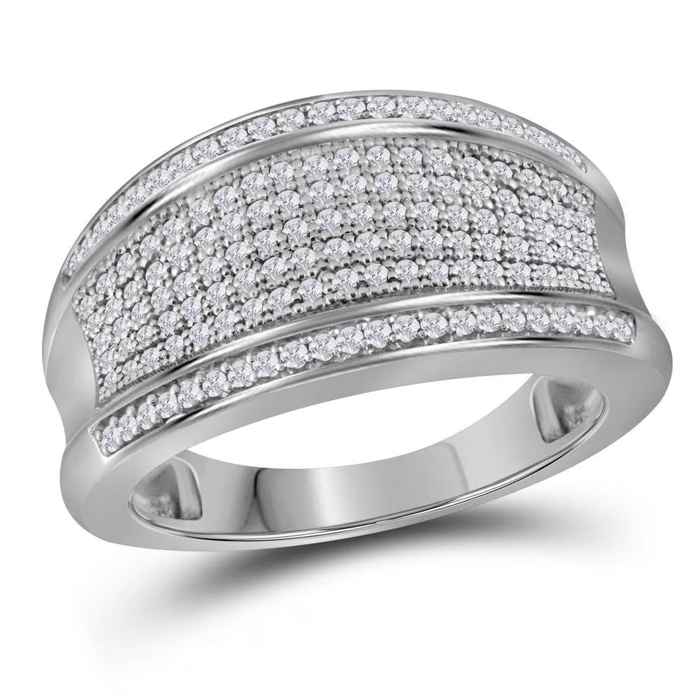10kt White Gold Diamond Pave Band Ring Size 7 Q98736