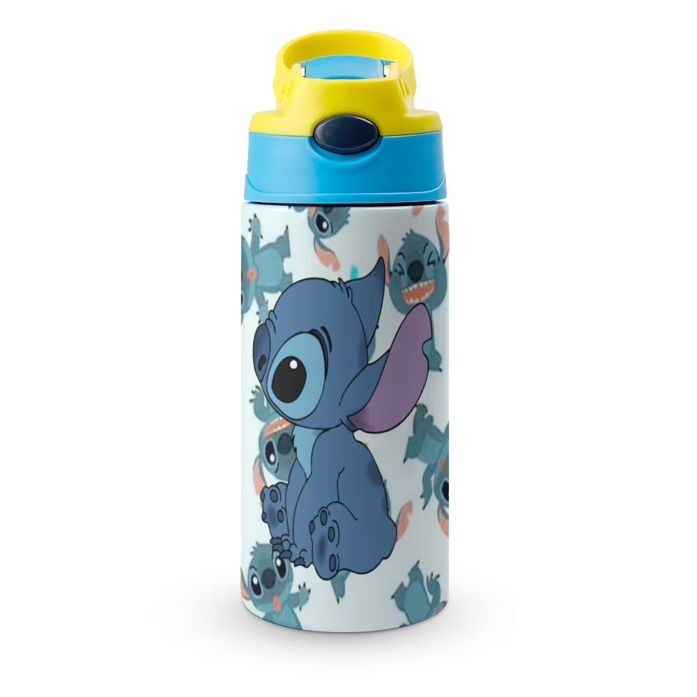 Blue-Stitch-Kawaii Children's Water Bottle Vacuum Insulated Stainless Steel Cup With Straw B910588
