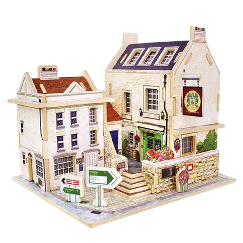 Britain Bar Pub Life Scene 3D Wooden Dollhouse Miniature With Furniture X59527