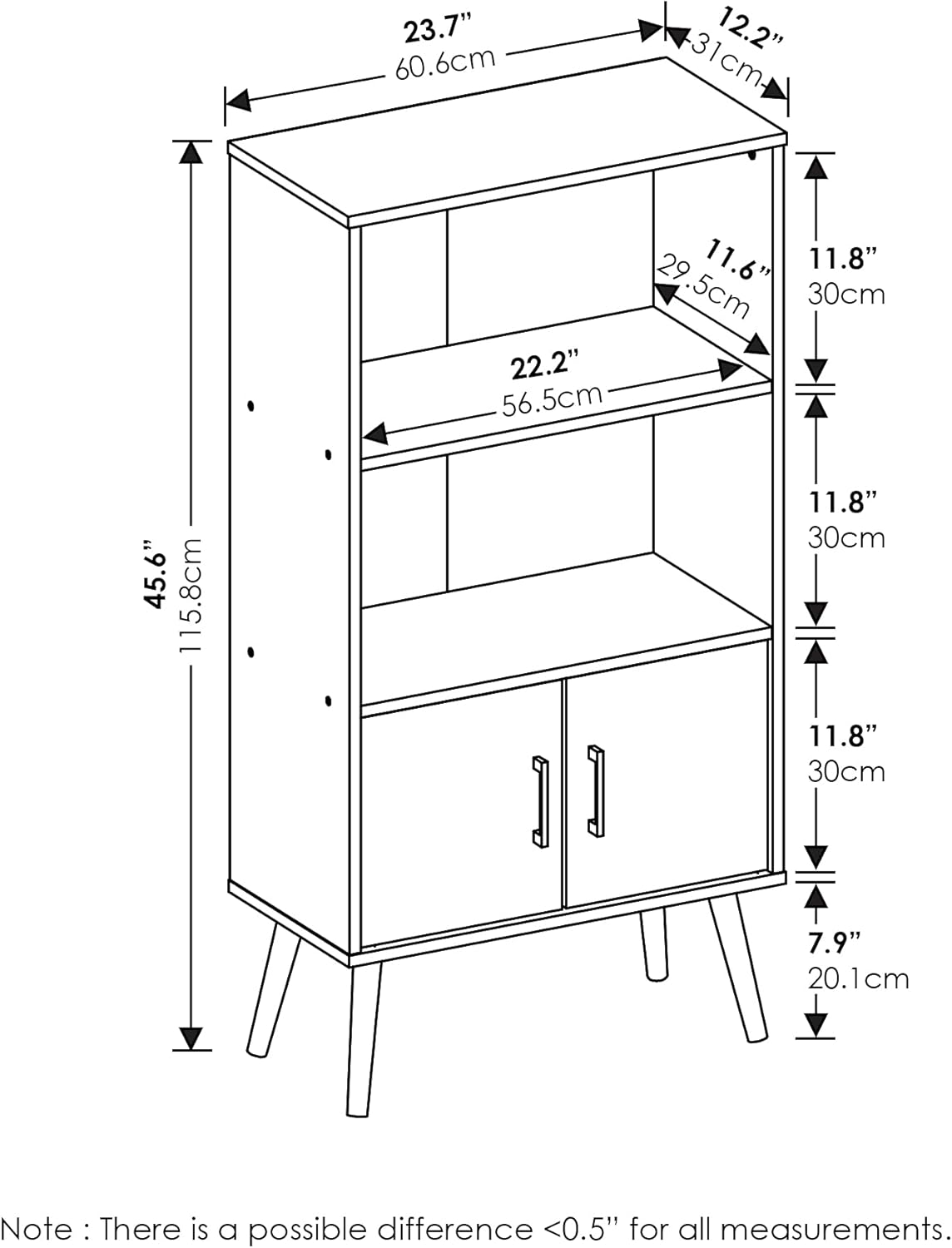 French Oak Accent Cabinet with Wood Legs, Pack of 2 V4581