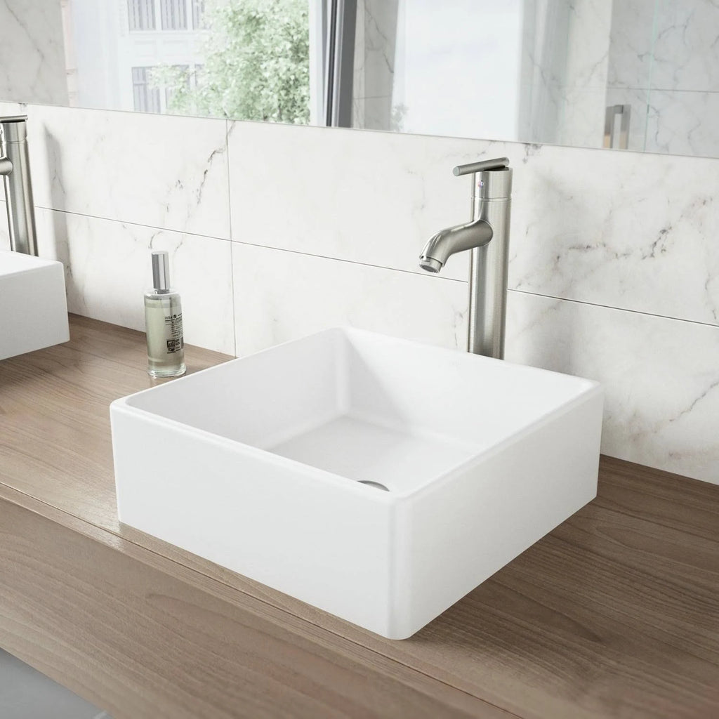 Cast Stone Gray Handmade Square Vessel Bathroom Sink S420666