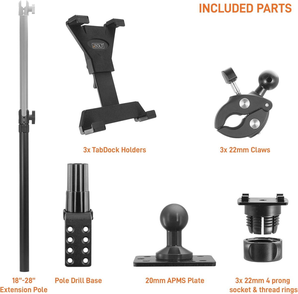 Wall Mount with 3 Tablet Holders for 7 to 10 inch Tablets E532
