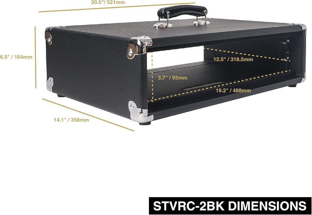2U Amp Rack Case, 12.5 Depth, Black H12098