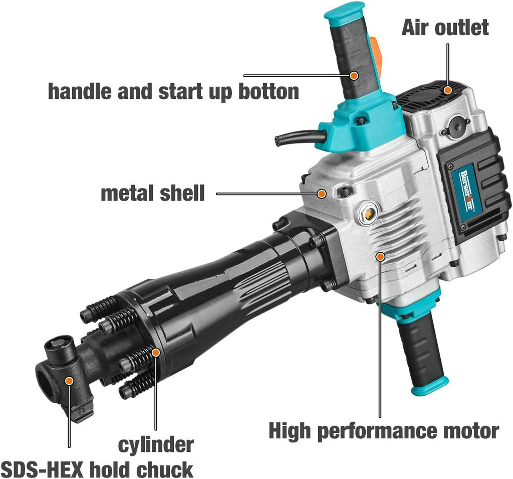 1700W 30-Pound SDS-Hex Jack Hammer with Carrying Case Flat Chisel Bull Point Chisel R95679