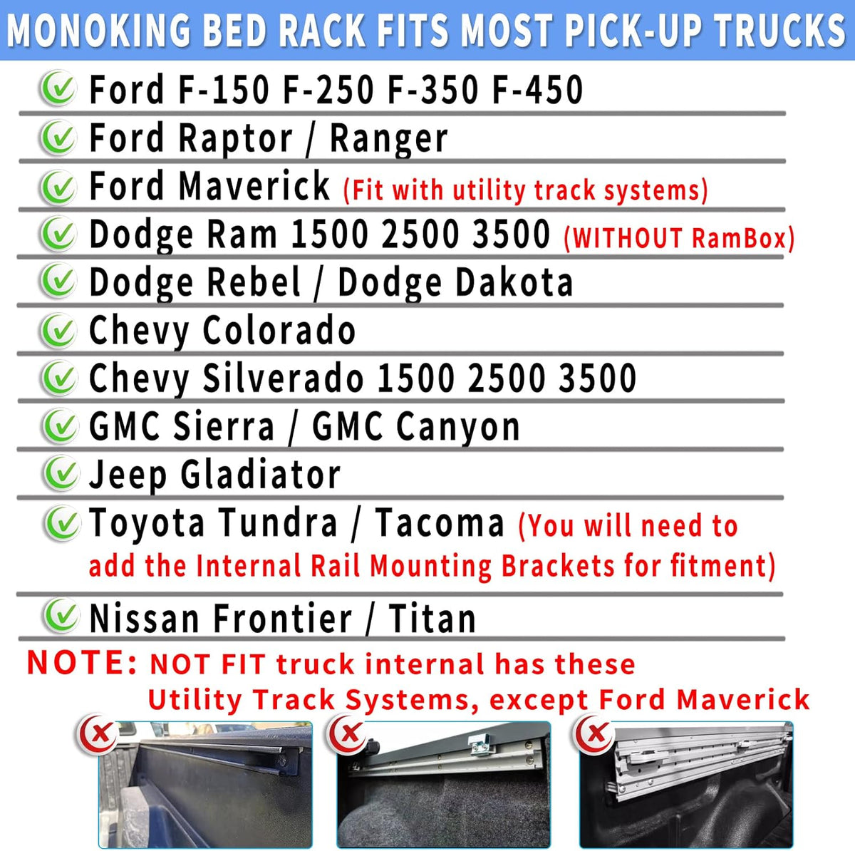 Truck Bed Racks Low Profile Adjustable Height Heavy Duty Z7230