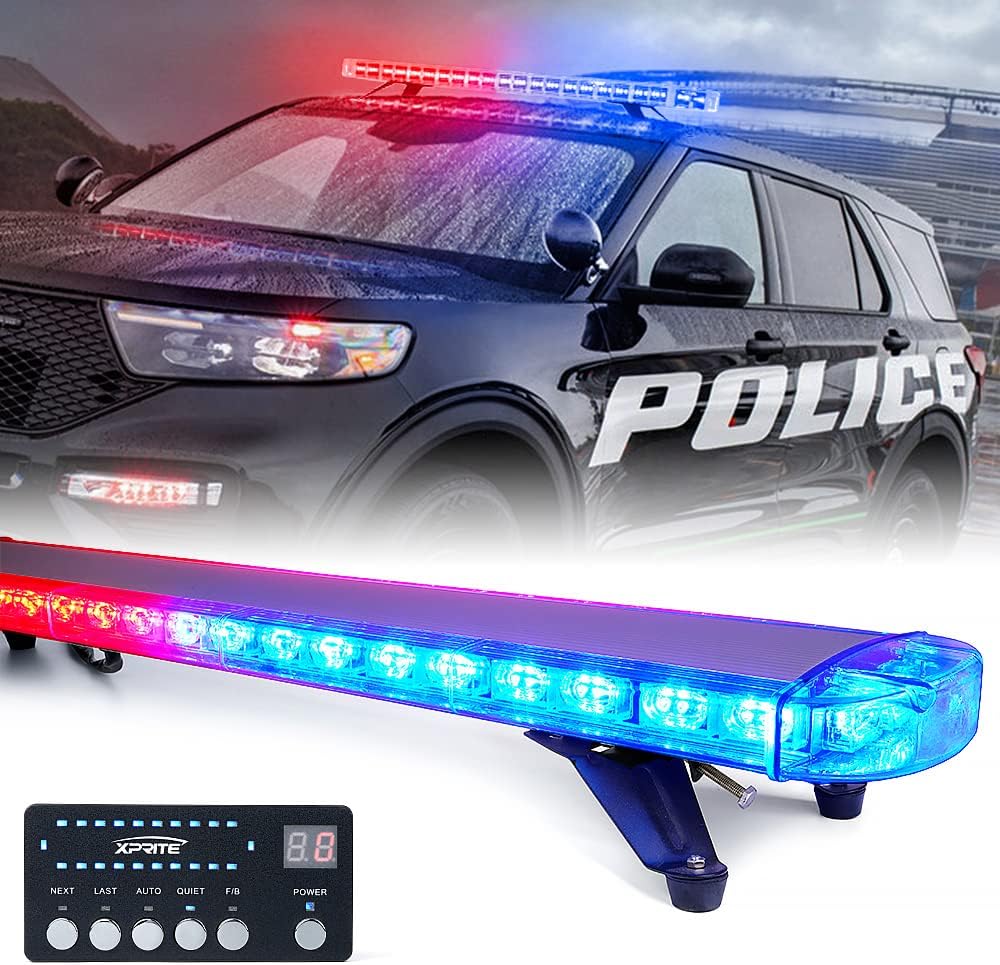 48 Inch LED Rooftop Strobe Warning Lights Bar with Adjustable Mounting Brackets E7377
