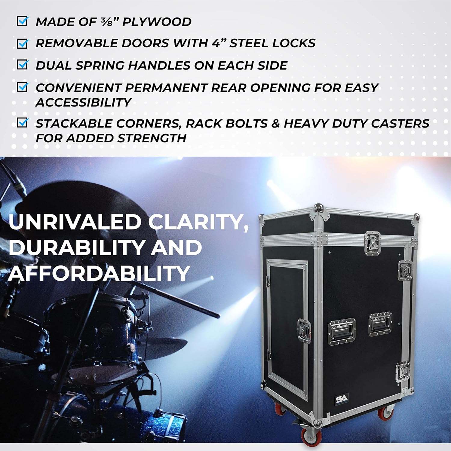16 Space Rack Case with 10 Space Slant Mixer Top and DJ Work Table R925