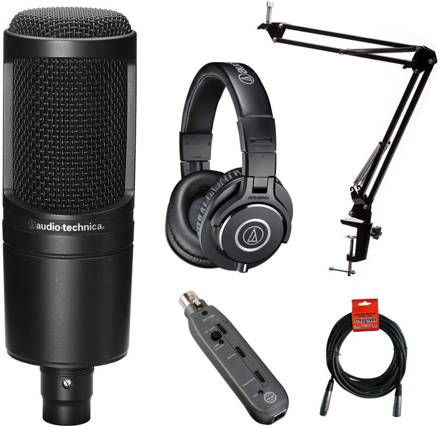Studio Microphone Kit with Headphones, Boom, Cables, Pop Filter & XLR to USB Interface N125