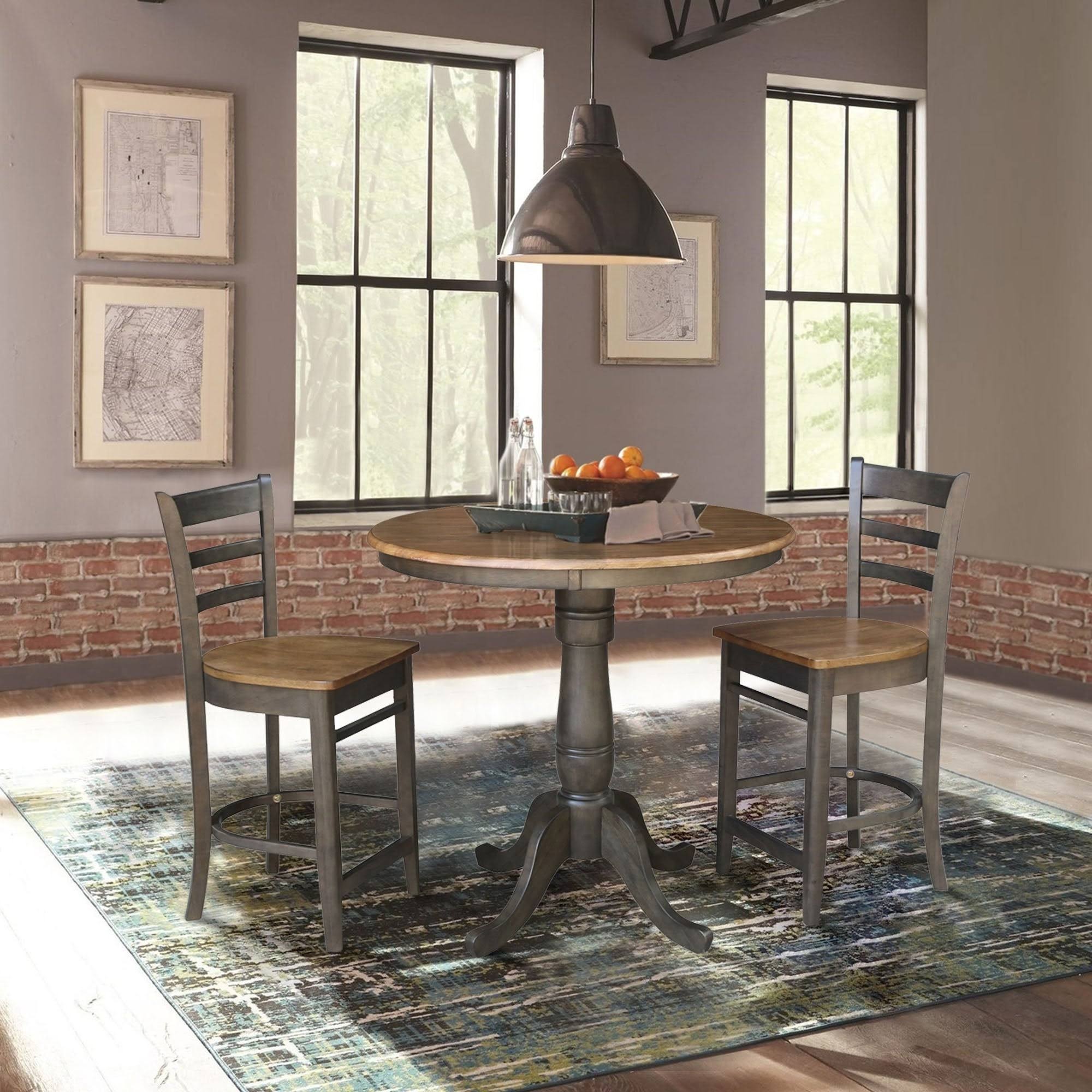 Round Pedestal Gathering Height Table with 2 Counter Height Stools - 3 Piece Set B841