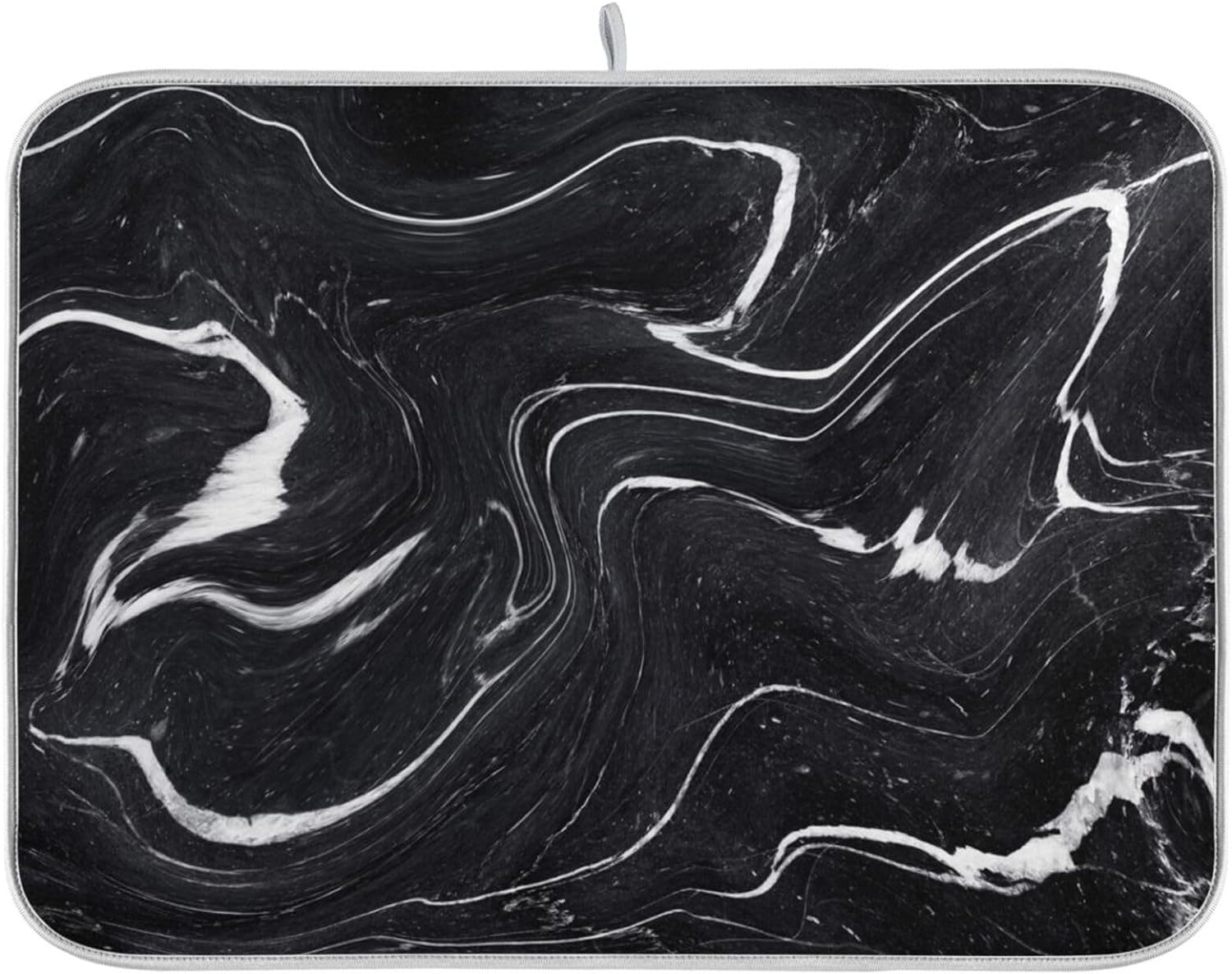 Marble Black and White Dish Drying Mat, 18x24Inch P673