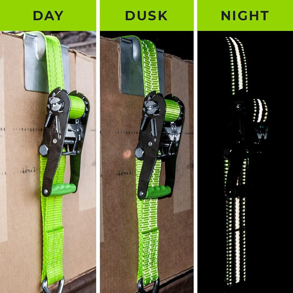 Ratchet Strap with Wire Hooks, 2 Inch x 15 Foot, 2 Pack, 3,300 Pound Safe Working Load U356