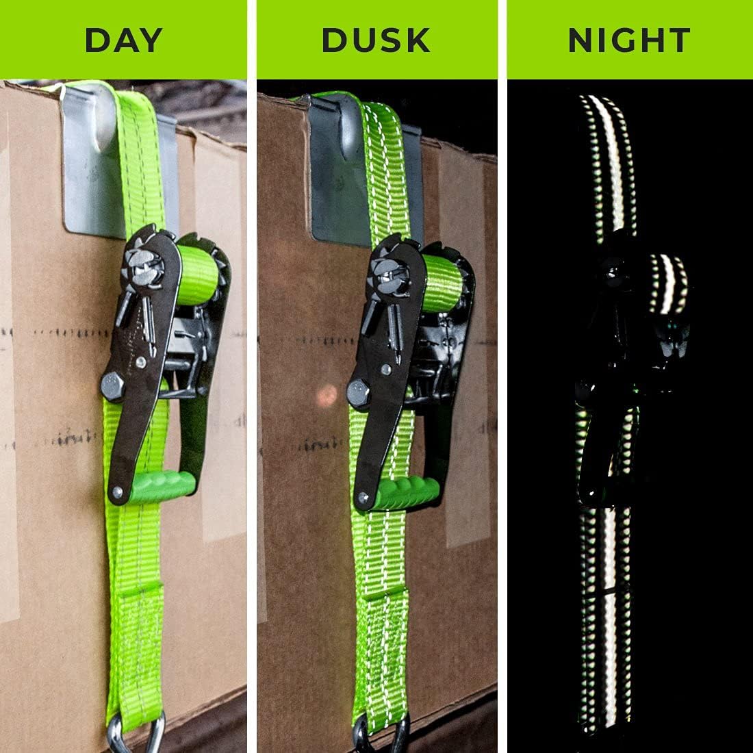 Ratchet Strap with Wire Hooks, 2 Inch x 15 Foot, 2 Pack, 3,300 Pound Safe Working Load U356