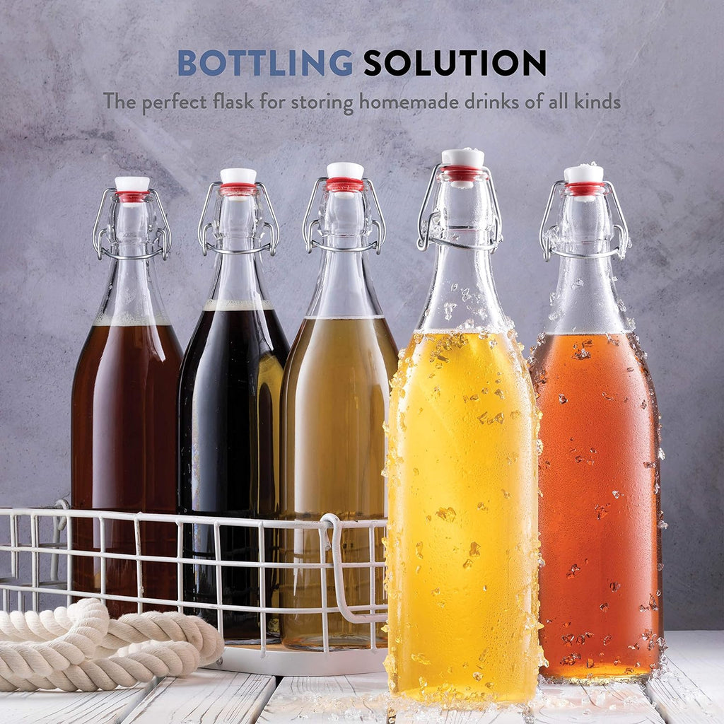 33 ¾ Ounce 1 Liter 6 Pack Clear Glass Swing Top Bottles With Stopper C529208
