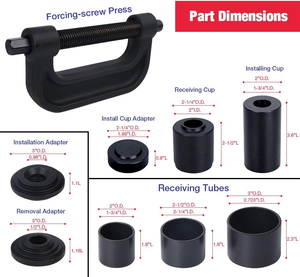 Adjustable Ball Joint Press Kit with U Joint Remover Tool, Pack of 2 T61809