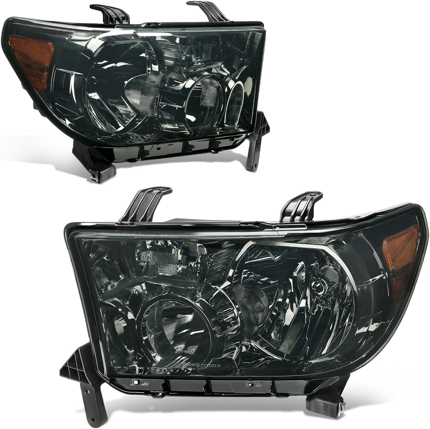 Chrome Housing Amber Reflector Headlight Assembly T130