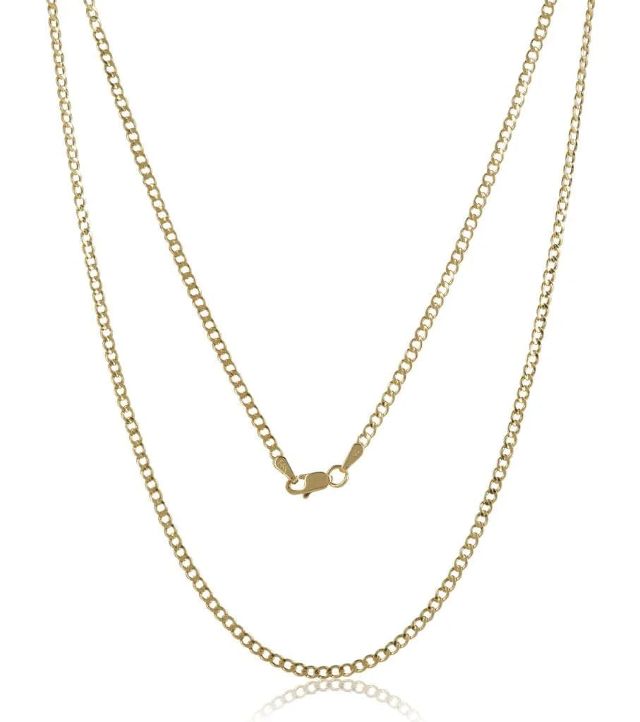 14K Solid Yellow Gold Cuban Chain Necklace T13171
