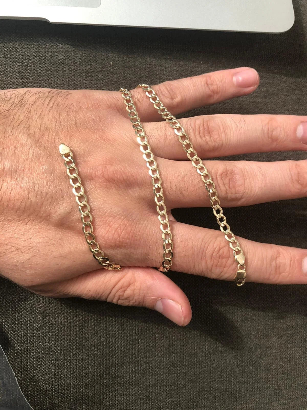 14K Solid Yellow Gold Cuban Chain Necklace T13171