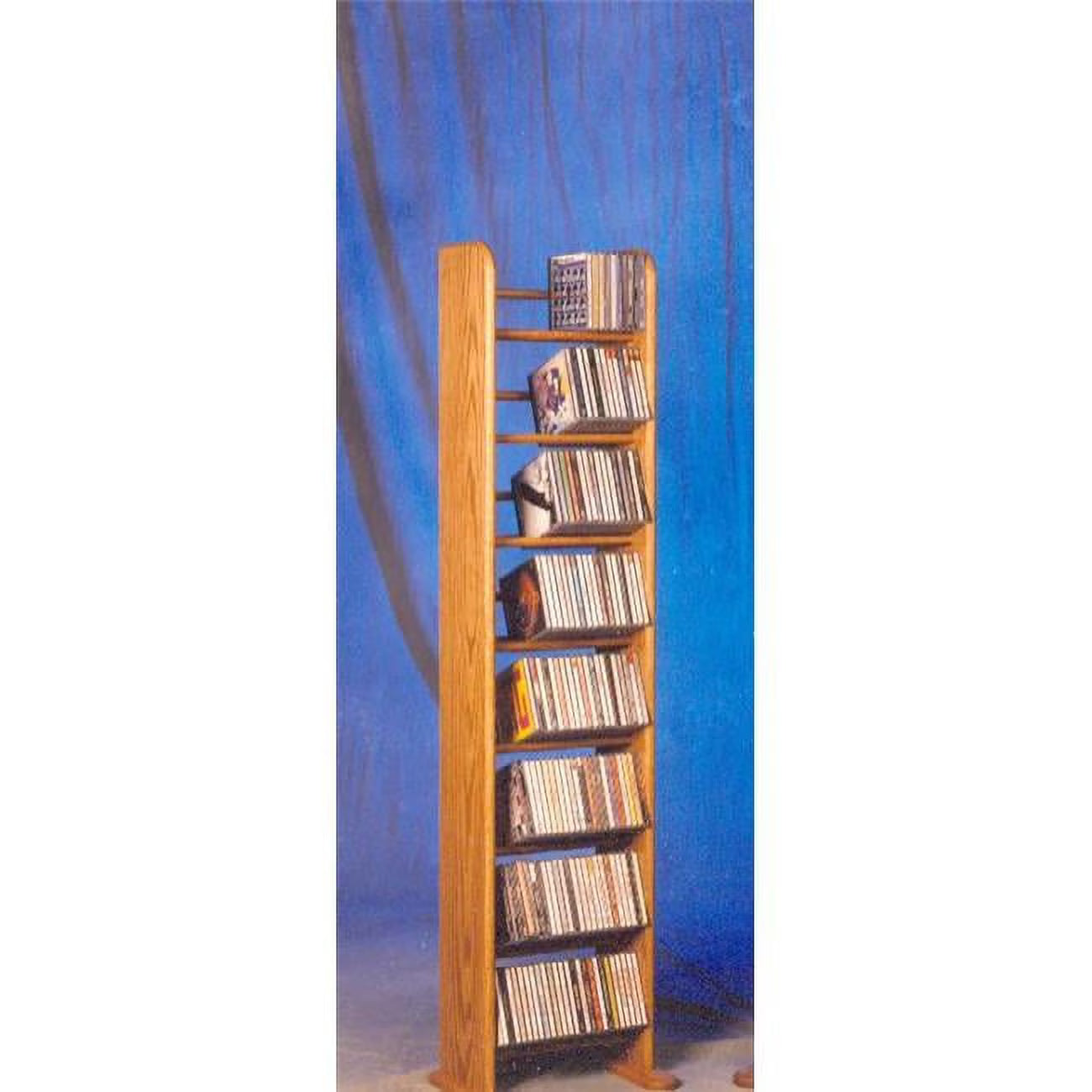 Solid Oak 8 Row Dowel Tower CD Rack Q3897