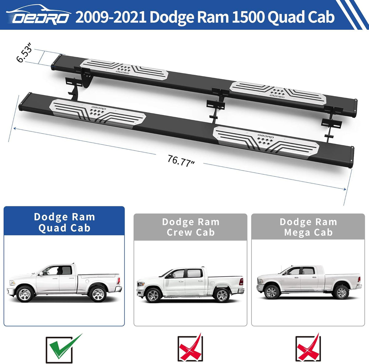 6.5 Running Boards Side Step Nerf Bars E681