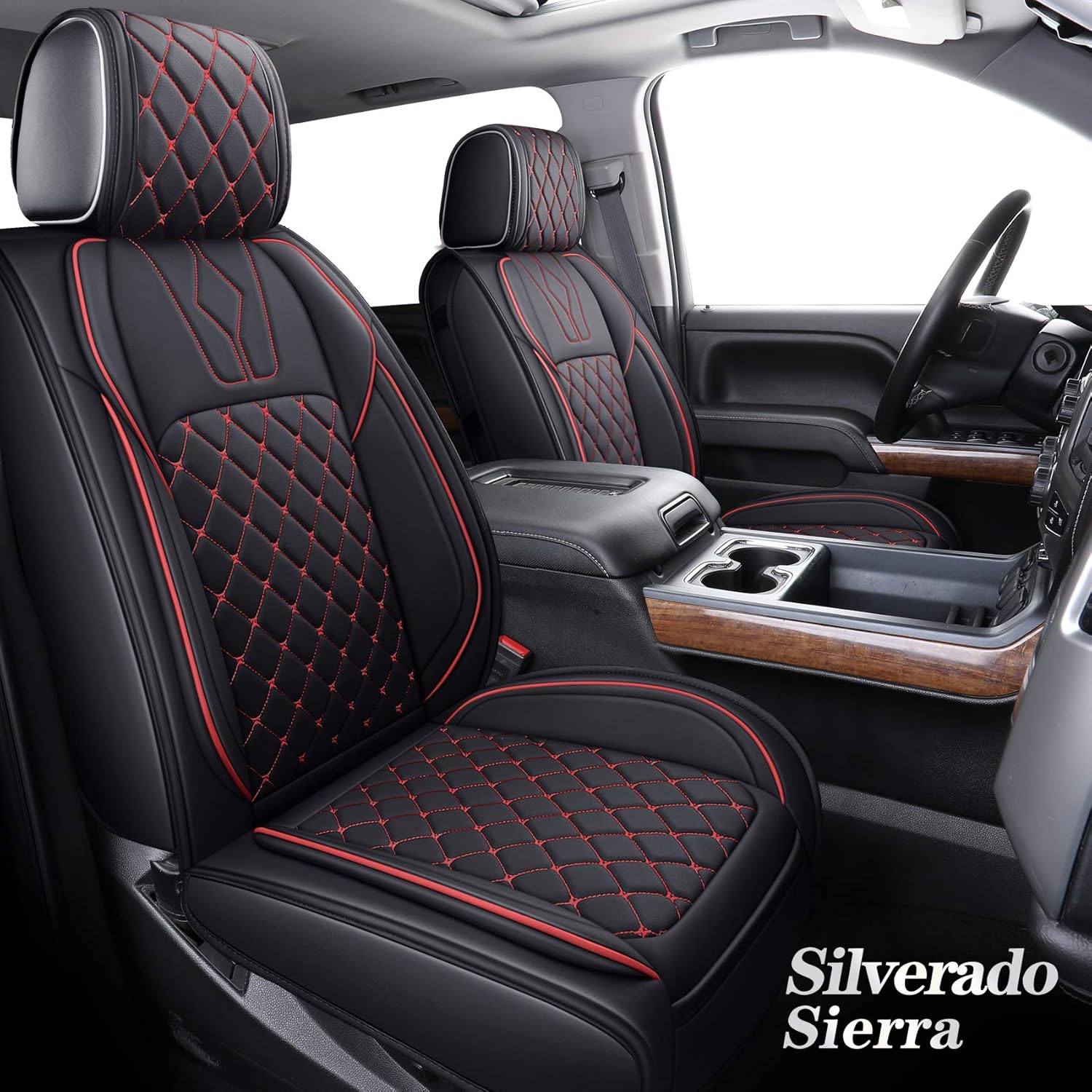 Black and Blue Waterproof Leather Car Seat Covers Full Set N948