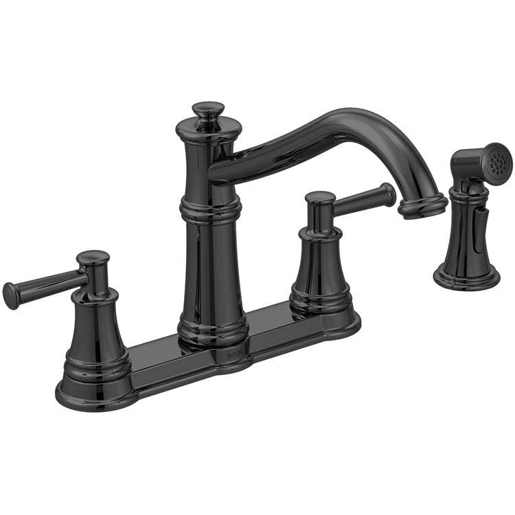 Matte Black Two-Handle Kitchen Faucet with Side Spray T156