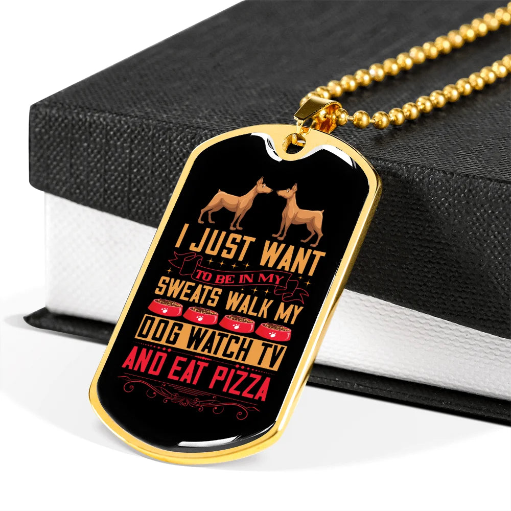 Stainless Steel or 18k Gold Dog Tag Necklace with 24" Chain J138944