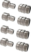3/4 Inch Stainless Steel Quick Connect Hose Fittings Set (4X4 Plug/Coupler Set) Pack of 2 A496