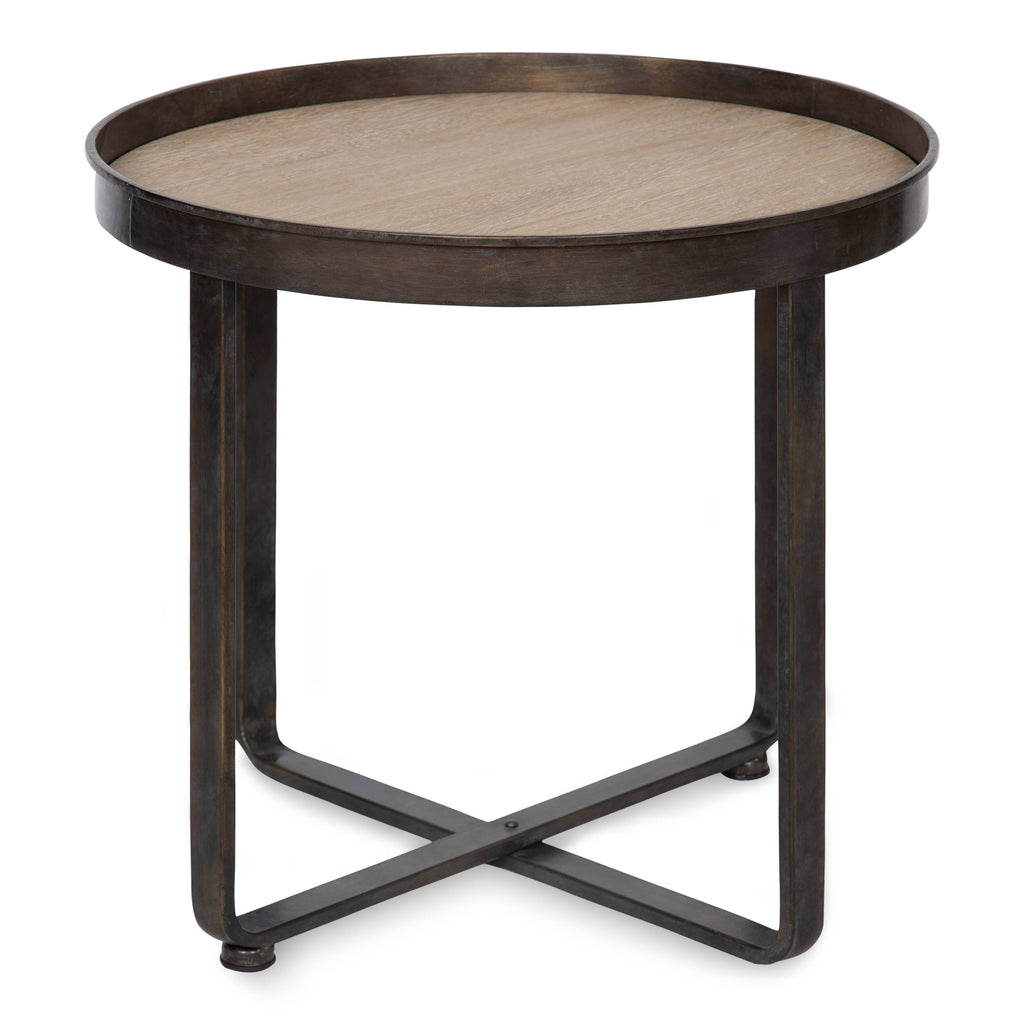 Bronze and Black Round Metal End Table N74465