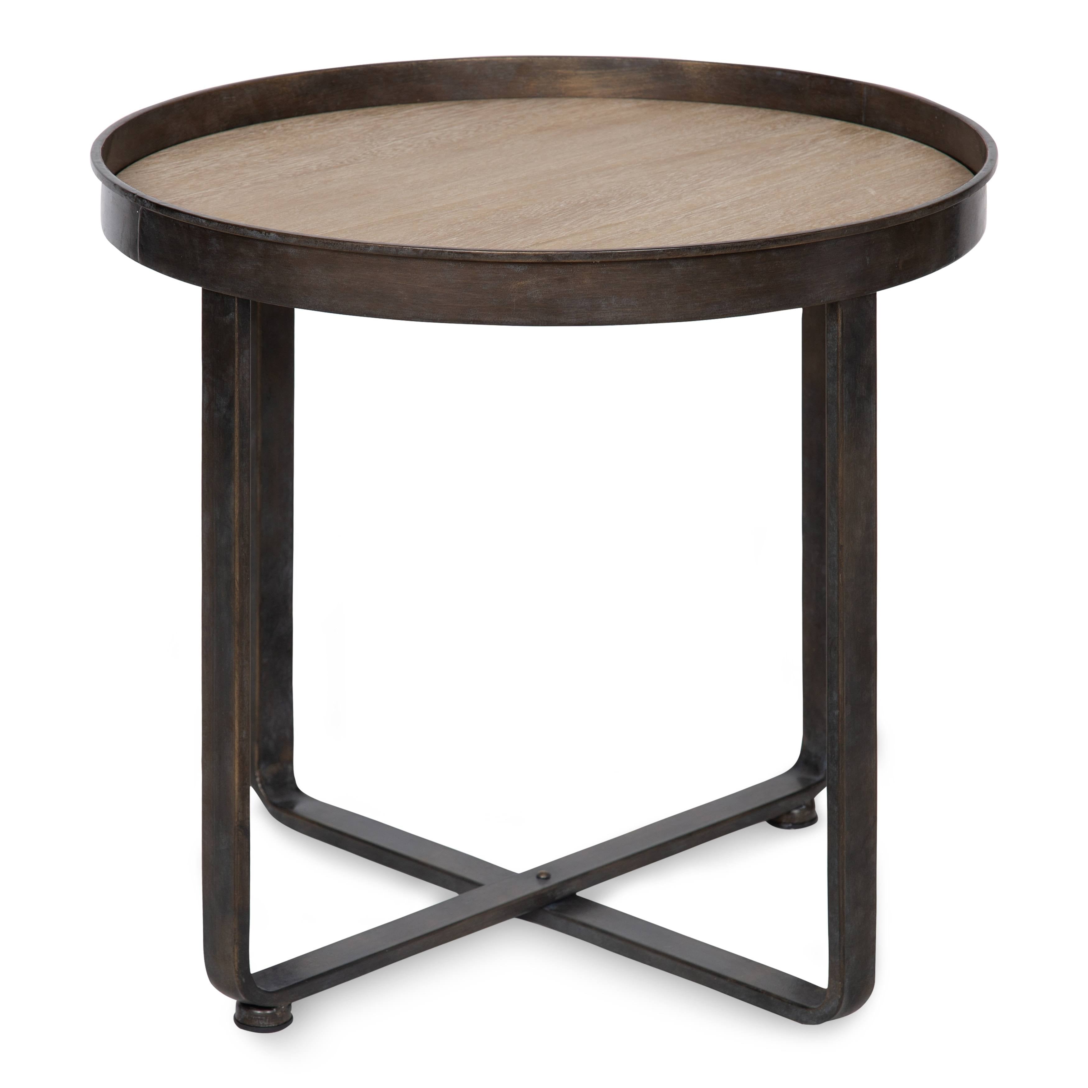 Bronze and Black Round Metal End Table N74465