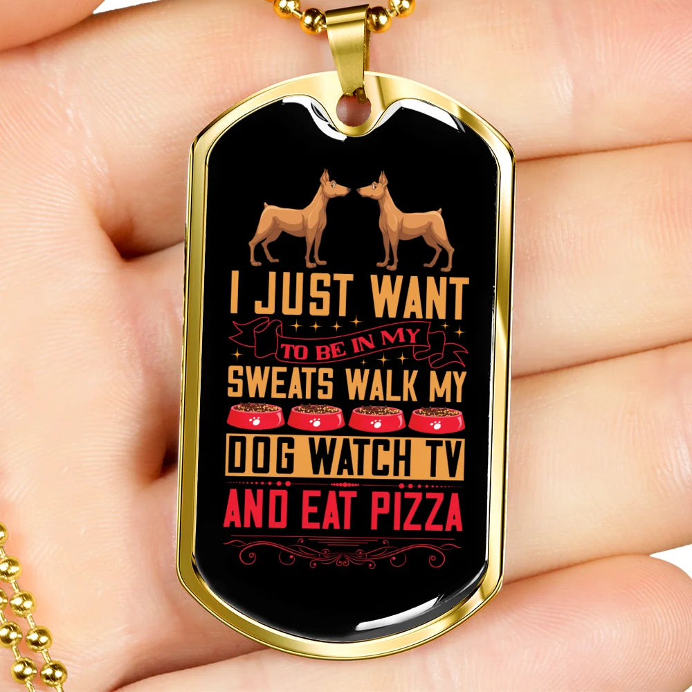 Stainless Steel or 18k Gold Dog Tag Necklace with 24" Chain J138944