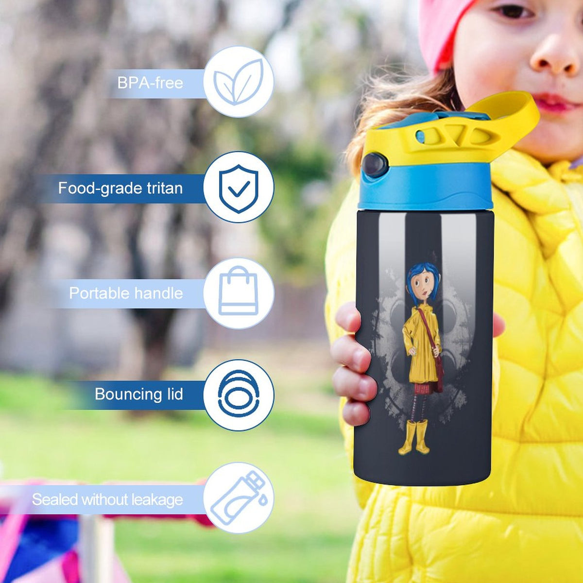 Insulated Stainless Steel Water Bottle with Straw P48353