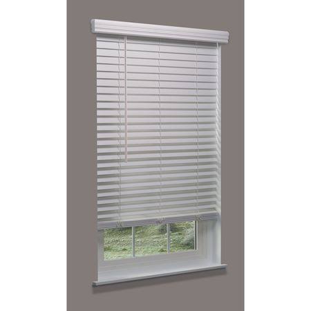 Cordless Faux Wood Blind, white, 24-1/4x22w x 5 D345022