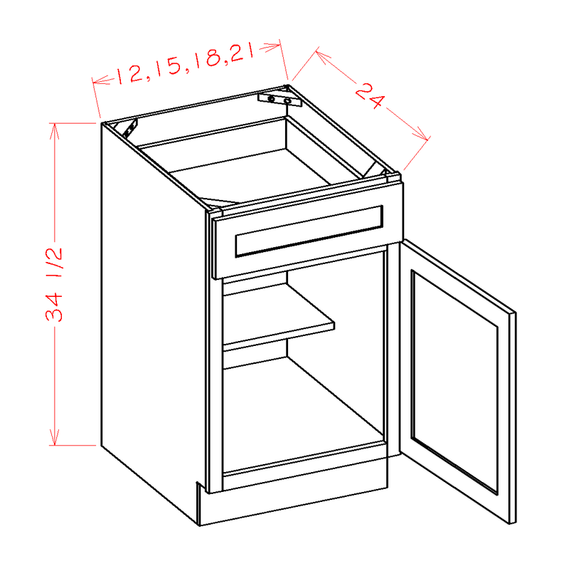 White 1 Door 1 Drawer 1 Shelf Base Cabinet Q3025