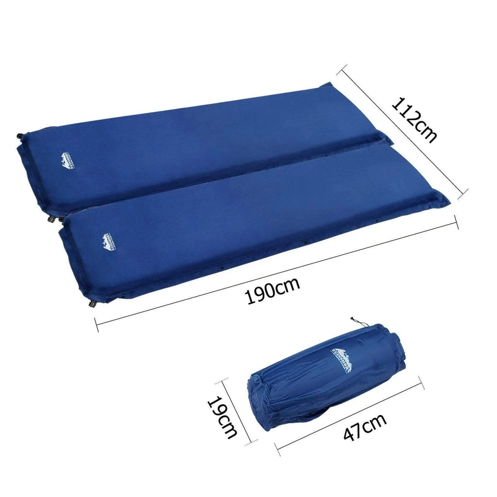 Self Inflating Camping Sleeping Mat Double Navy 10cm Thick Q86407