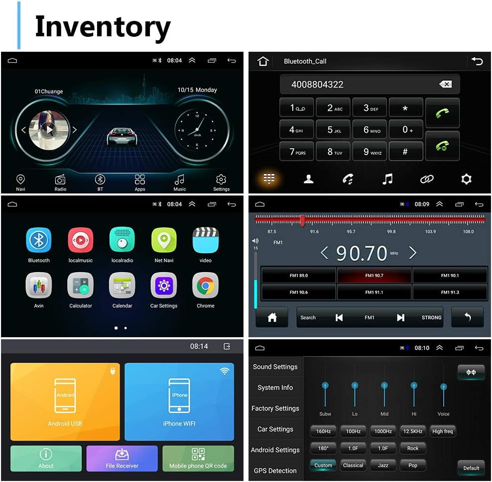 Android Double Din Car Stereo with Touch Screen Bluetooth FM Receiver Backup Camera Dual USB O1380
