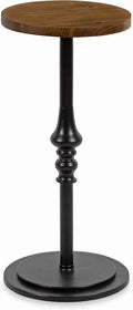 Rustic Pedestal Table, 12 x 12 x 26, Rustic Caramel and Black N571