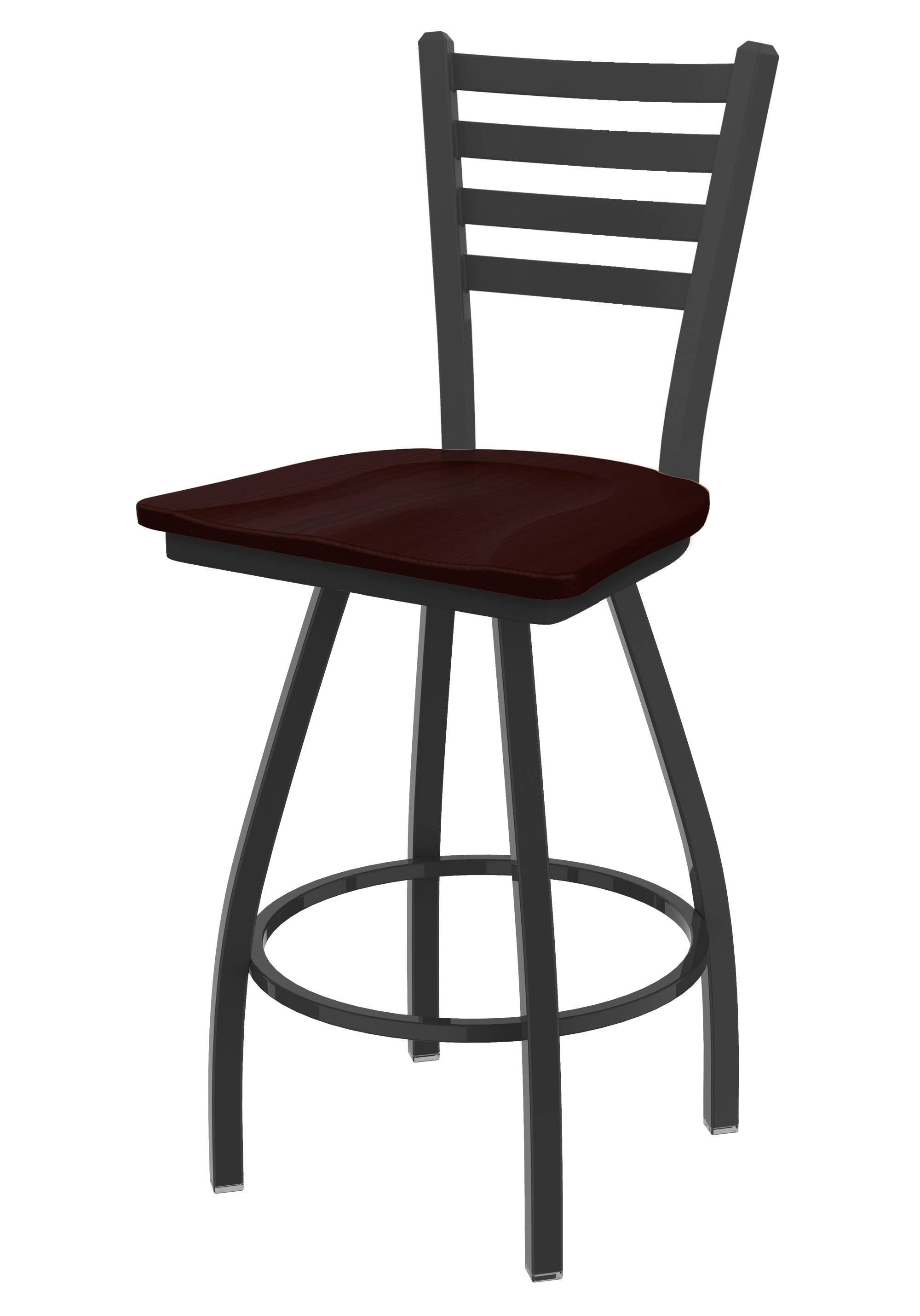 Pewter Swivel Stool with Dark Cherry Oak Seat K242