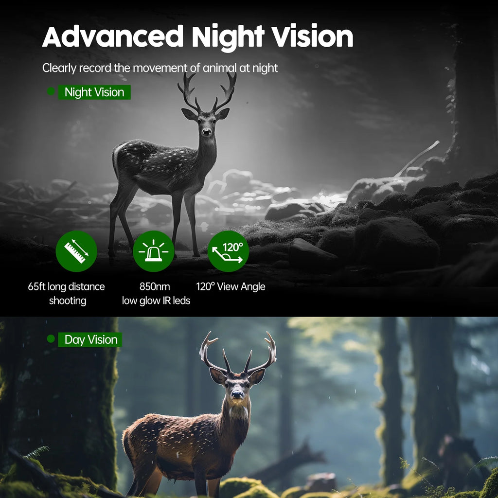 Solar Powered Trail Camera 1080P 24MP with Night Vision Waterproof O274