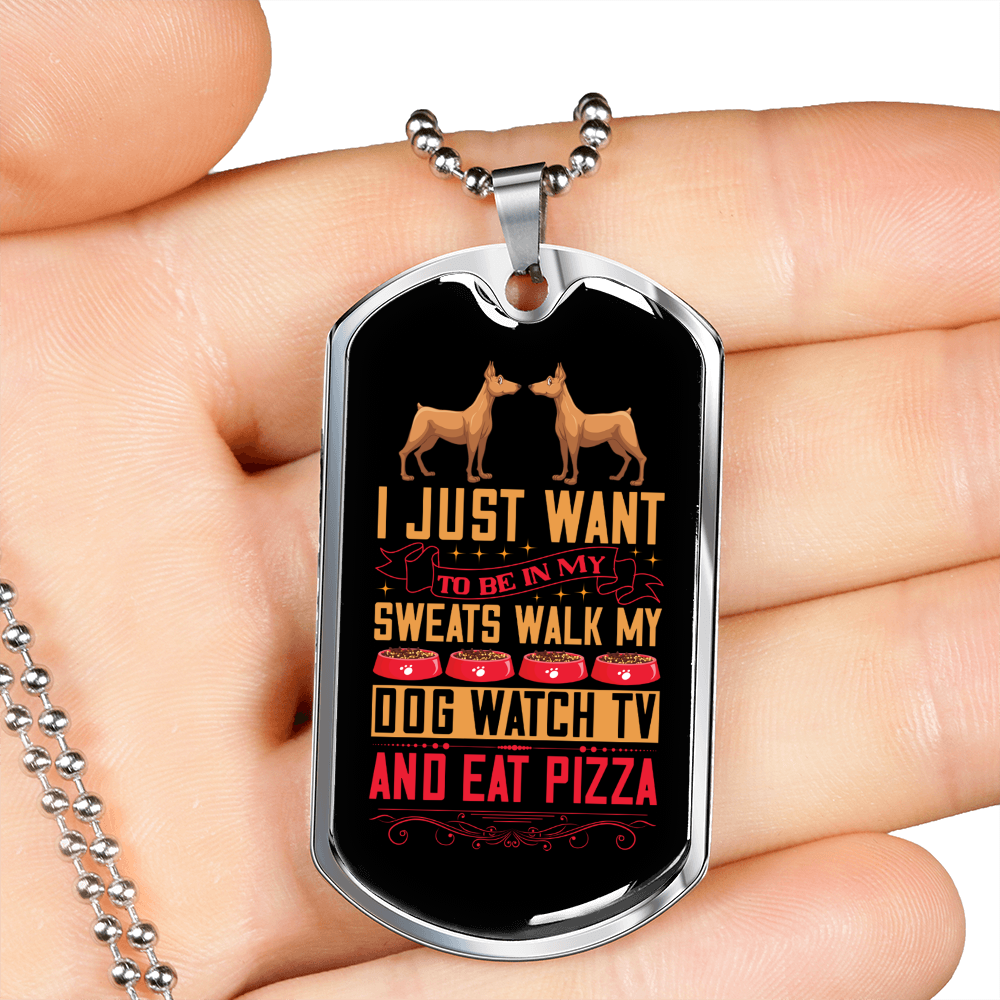 Stainless Steel or 18k Gold Dog Tag Necklace with 24" Chain J138944