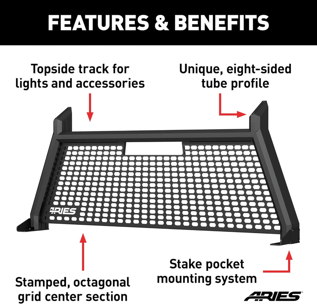 Black Aluminum Truck Headache Rack Cab Protector D437