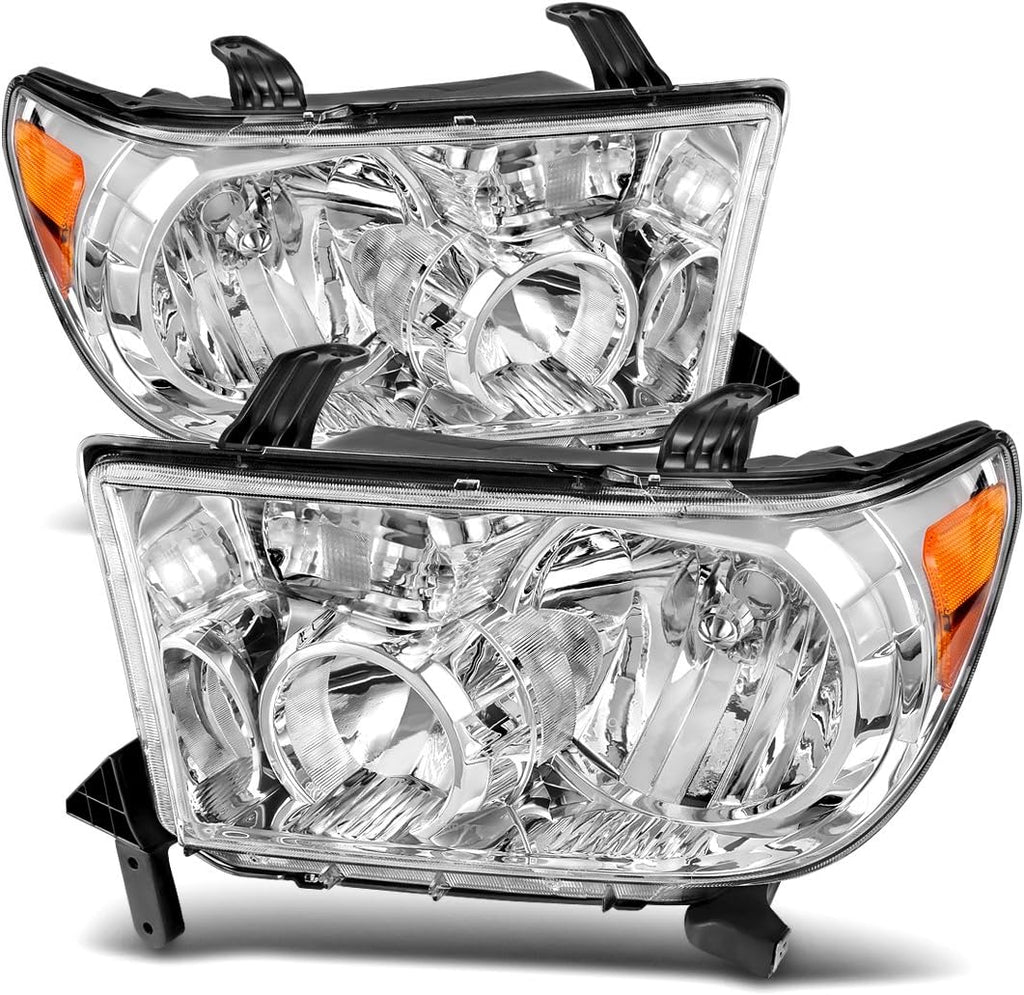 Chrome Housing Amber Reflector Headlight Assembly T130