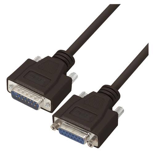 Black D-Sub Cable, DB15 Male / Female, 15.0 ft E12689