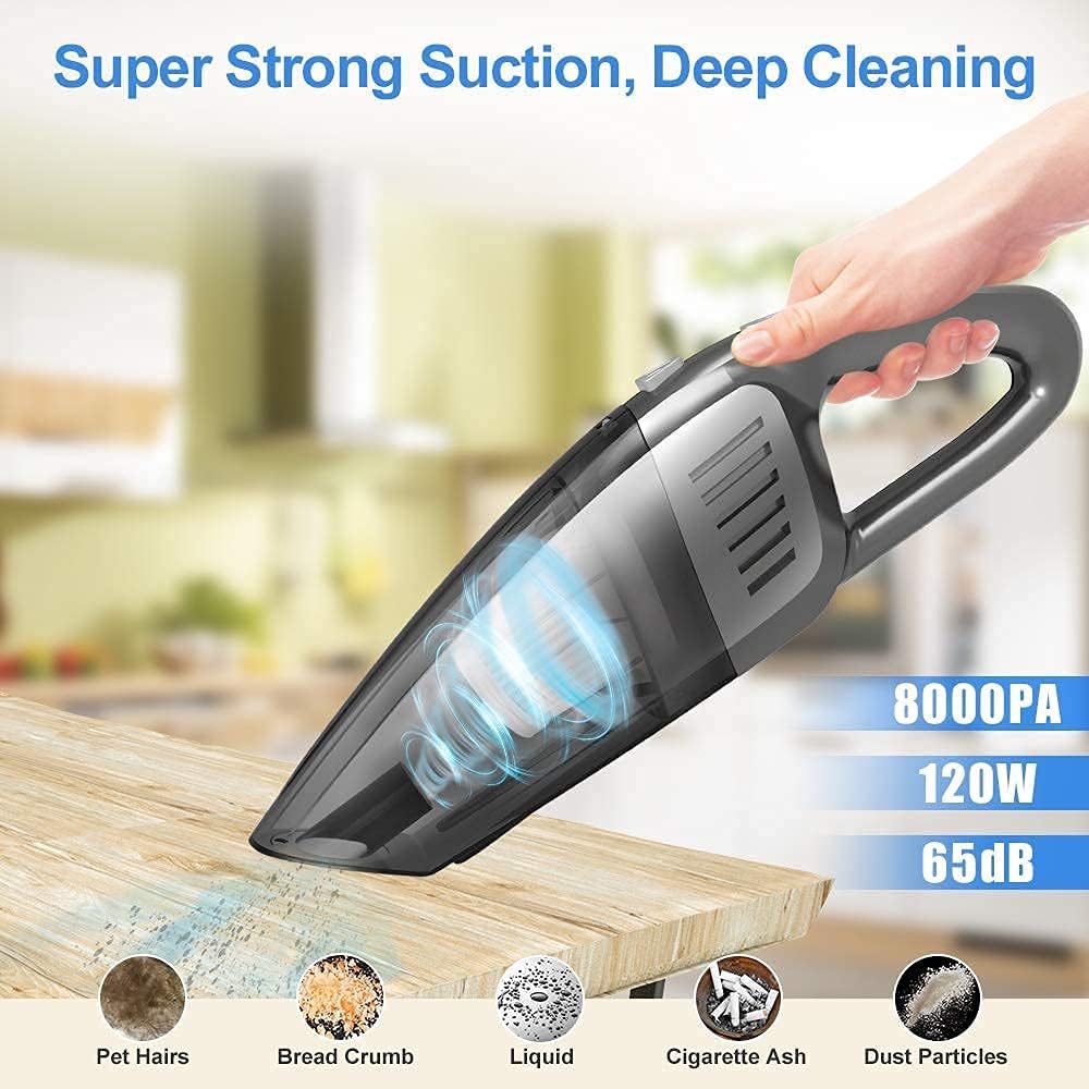 Portable Cordless Car Handheld Vacuum Cleaner, 8000PA, 120W, Wet & Dry Use G75003