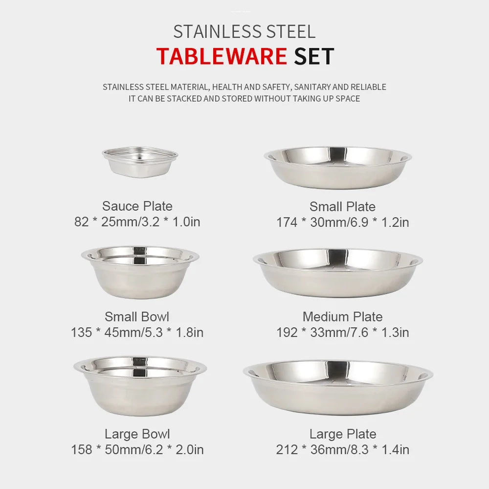22PCS Portable Stainless Steel Camping Tableware Set with Storage Bag O8812
