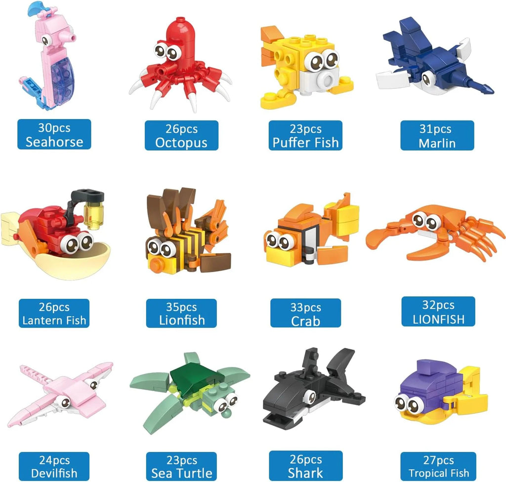 12PCS Sea Animal Mini Building Blocks Building Sets N67187