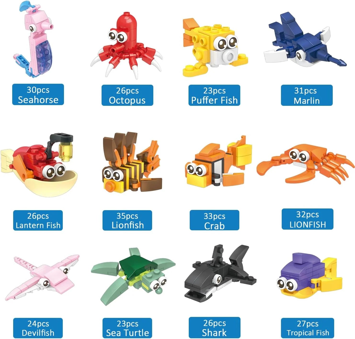12PCS Sea Animal Mini Building Blocks Building Sets N67187