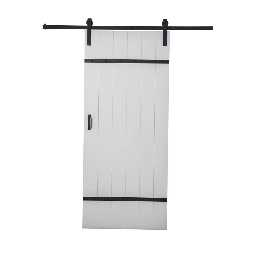 Bright White MDF Sliding Barn Door with Hardware Kit V86007